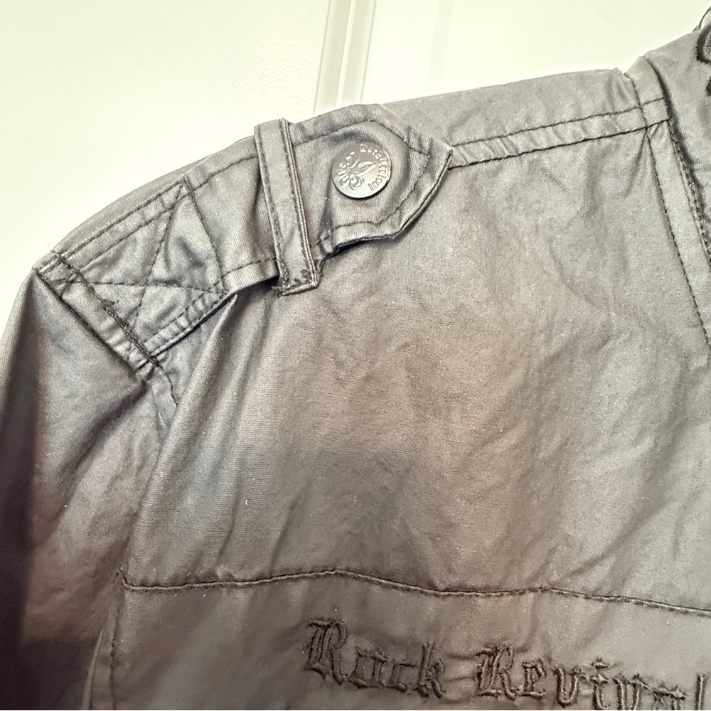 Rock Revival XXL Black Military Gothic Jacket Fleur De Lis 100% Proceeds Donated - Picture 8 of 16